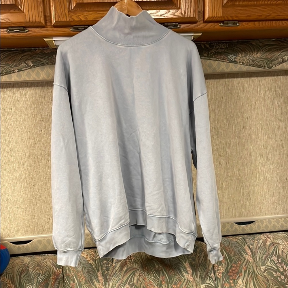 GAP Turtleneck Brushed Sweatshirt Soft Knit Minimalist Faded Blue M Tall
